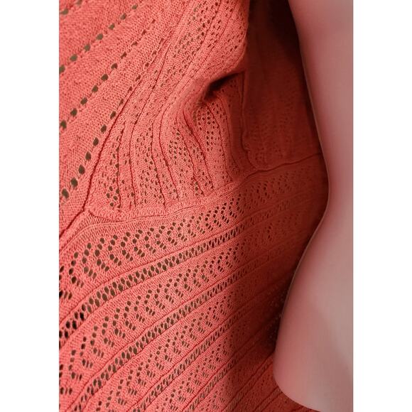 Cato Orange Coral Pointed Front Knit Cardigan Sweater Large Lightweight - Picture 3 of 6